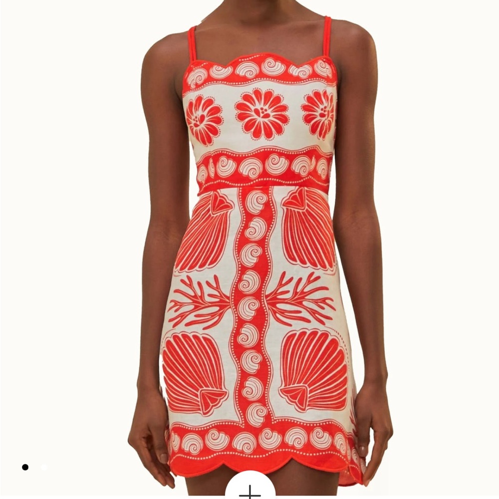 FARM Rio Red and Cream Mini Dress